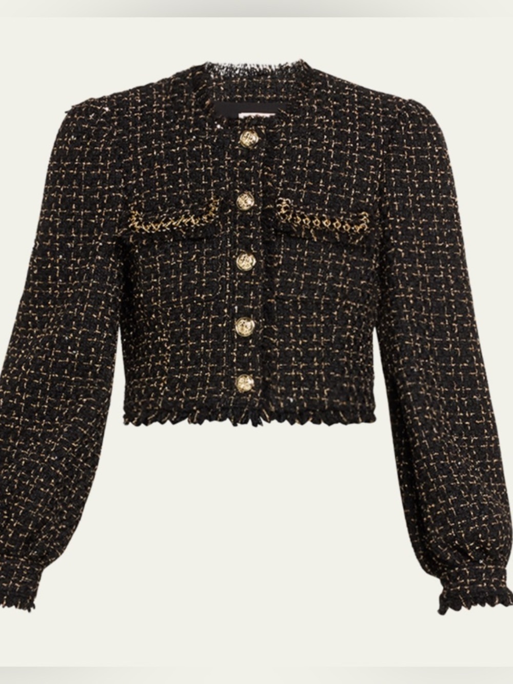 Cinq à Sept "Bess" tweed jacket black gold NWT